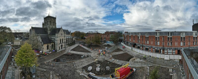 The construction of an outdoor space by Marshalls stone in Grimsby