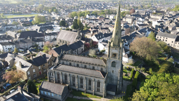 St Mary Magdalene Church, Clitheroe taken by drone